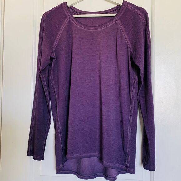Lululemon Emerald Faded Washed Purple Ink Pima Cotton Long Sleeve Top | Size 8/M - Picture 1 of 10